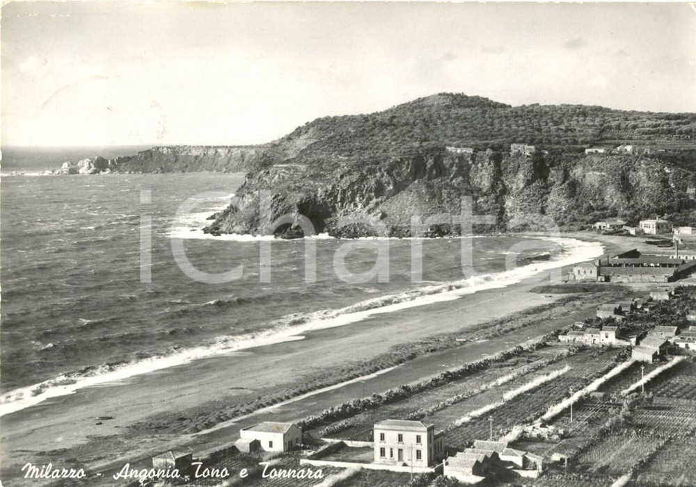 Cartolina originale da collezione 1962 MILAZZO ME Spiaggia di TONO e Tonnara Cartolina postale FG VG 1