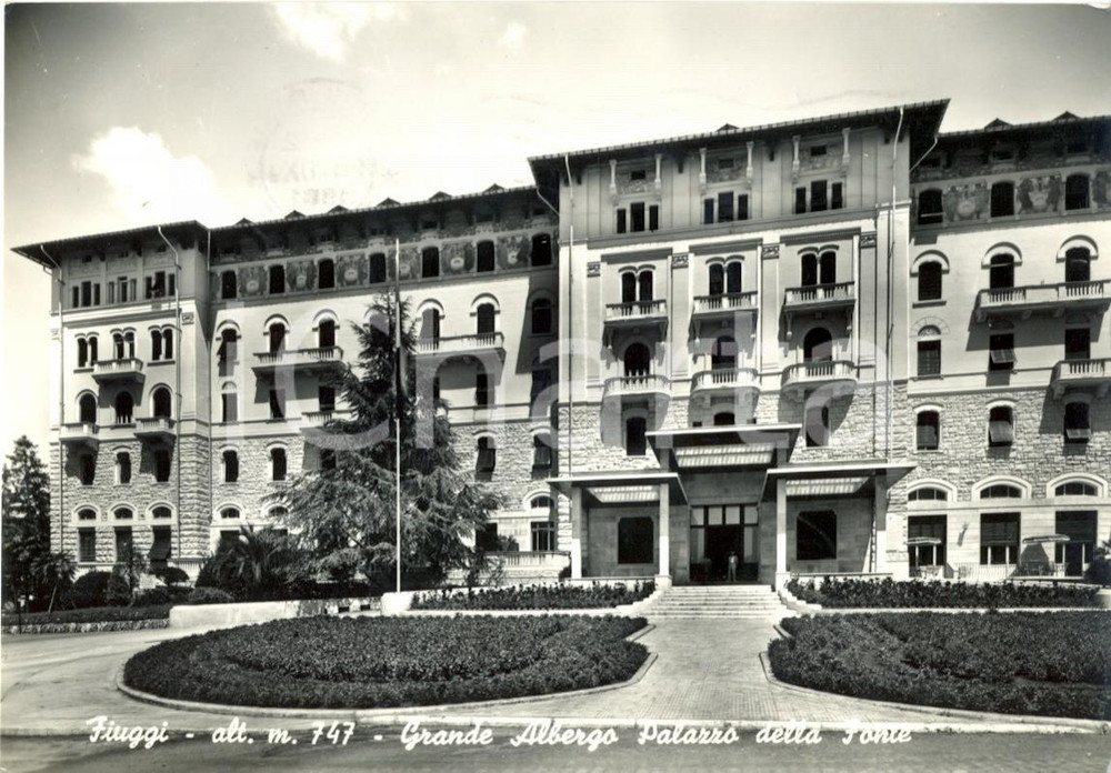 Cartolina originale da collezione 1961 FIUGGI FR Facciata del Grande Albergo PALAZZO DELLA FONTE FG VG 1