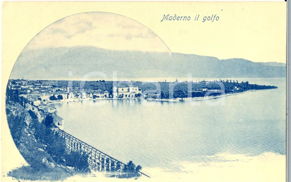 Cartolina originale da collezione 1900 ca TOSCOLANOMADERNO BS Il golfo  Carolina ILLUSTRATA FP NV 1