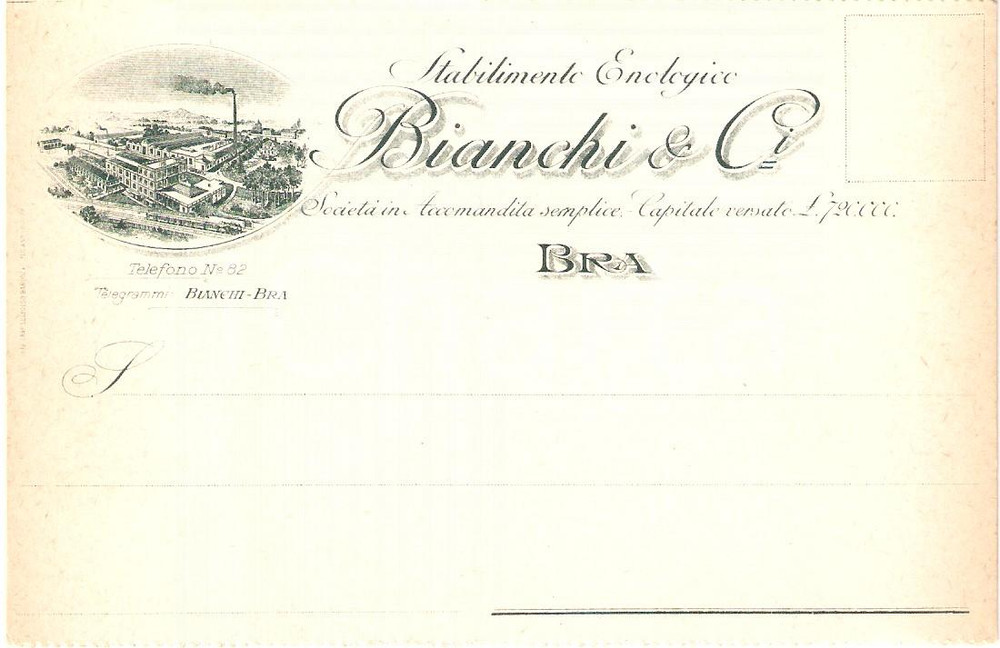 Cartolina originale da collezione 1940 ca BRA CN Stabilimento enologico BIANCHI E C. Cartolina commerciale FP 1