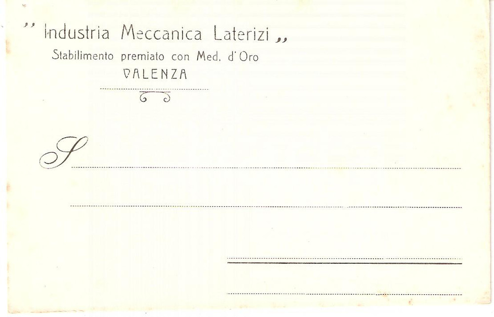 Cartolina originale da collezione 1920 ca VALENZA AL Industria meccanica LATERIZI Cartolina commerciale FP NV 1