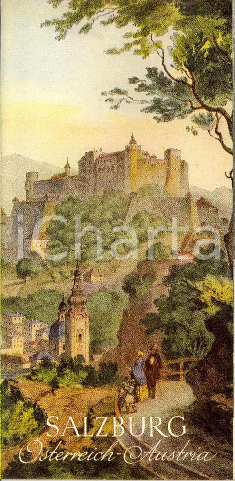 Materiale pubblicitario d’epoca 1955 ca SALISBURGO AUSTRIA Opuscolo turistico ILLUSTRATO in sei lingue 1