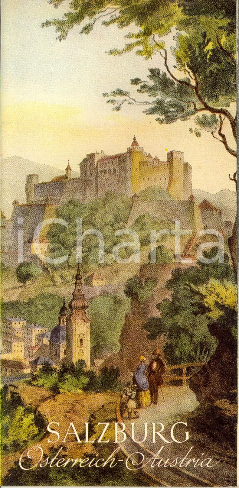 Materiale pubblicitario d’epoca 1955 ca SALISBURGO AUSTRIA Opuscolo turistico ILLUSTRATO in sei lingue 1