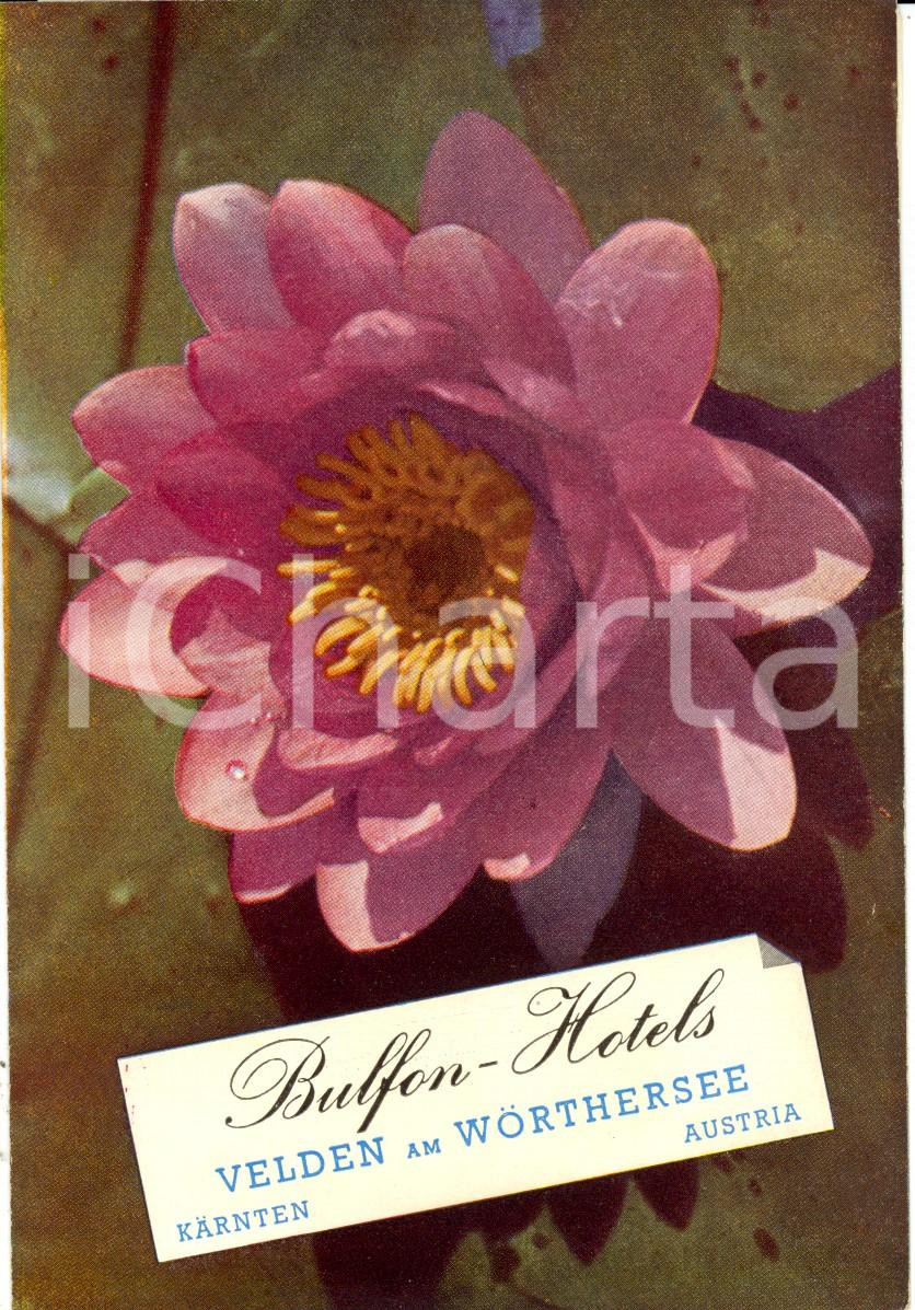 Materiale pubblicitario d’epoca 1955 ca VELDEN AM WORTHER SEE A Hotels BULFON e CARINTHIA Opuscolo ILLUSTRATO 1