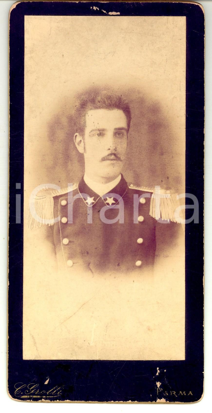 Fotografia d epoca originale 1890 ca PARMA Ritratto di ufficiale del REGIO ESERCITO Foto Carlo GROLLI 1