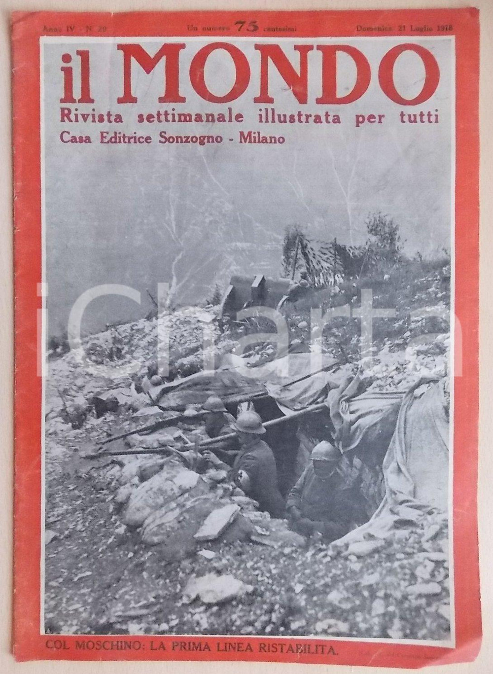 Giornale, rivista storica 1918 IL MONDO Festa nazionale francese a MILANO Rivista ILLUSTRATA Anno IV n°29 1