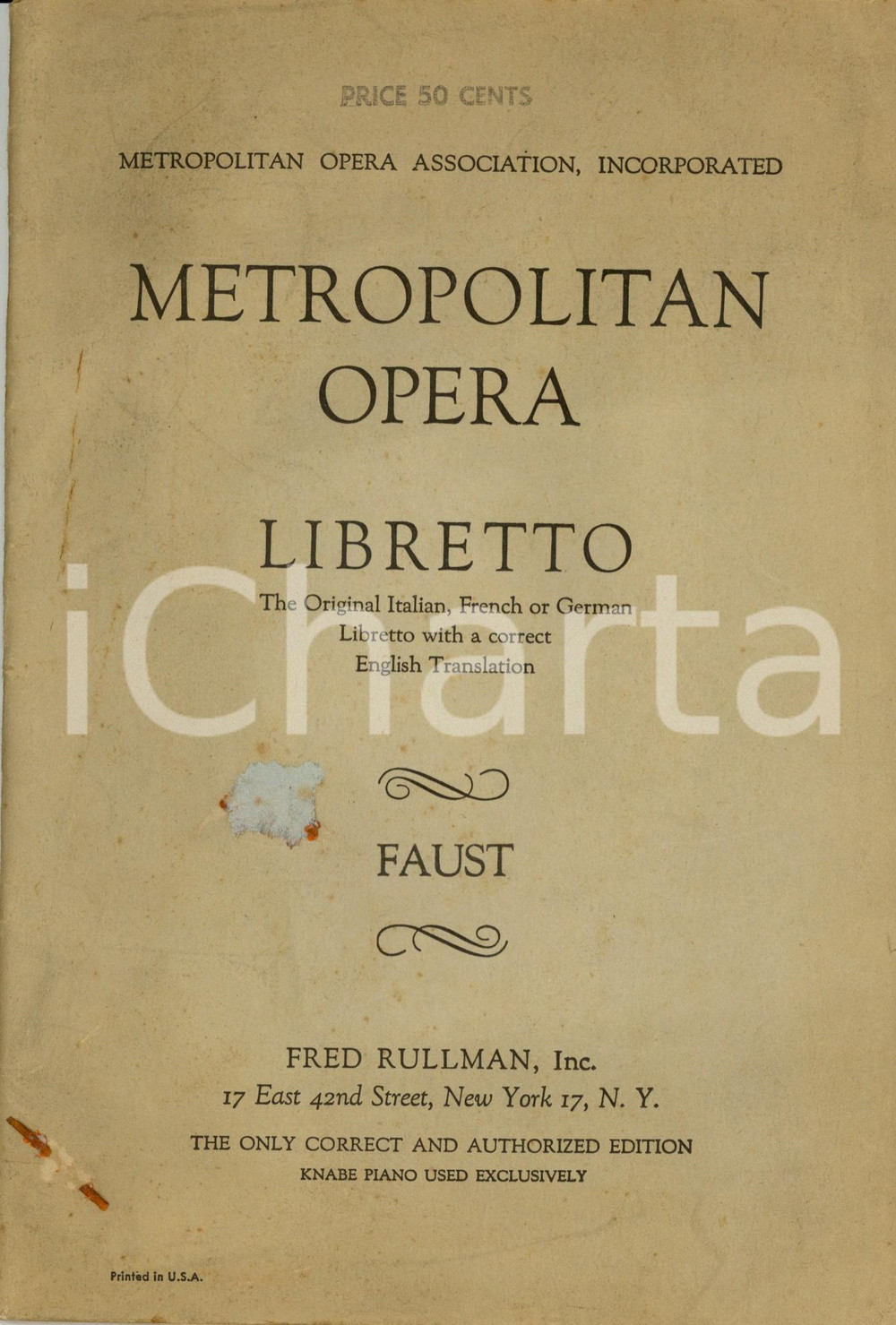 Libro, pubblicazione d epoca 1960 ca NEW YORK Metropolitan Opera GOUNOD  BARBIERCARRE  Faust Libretto 1