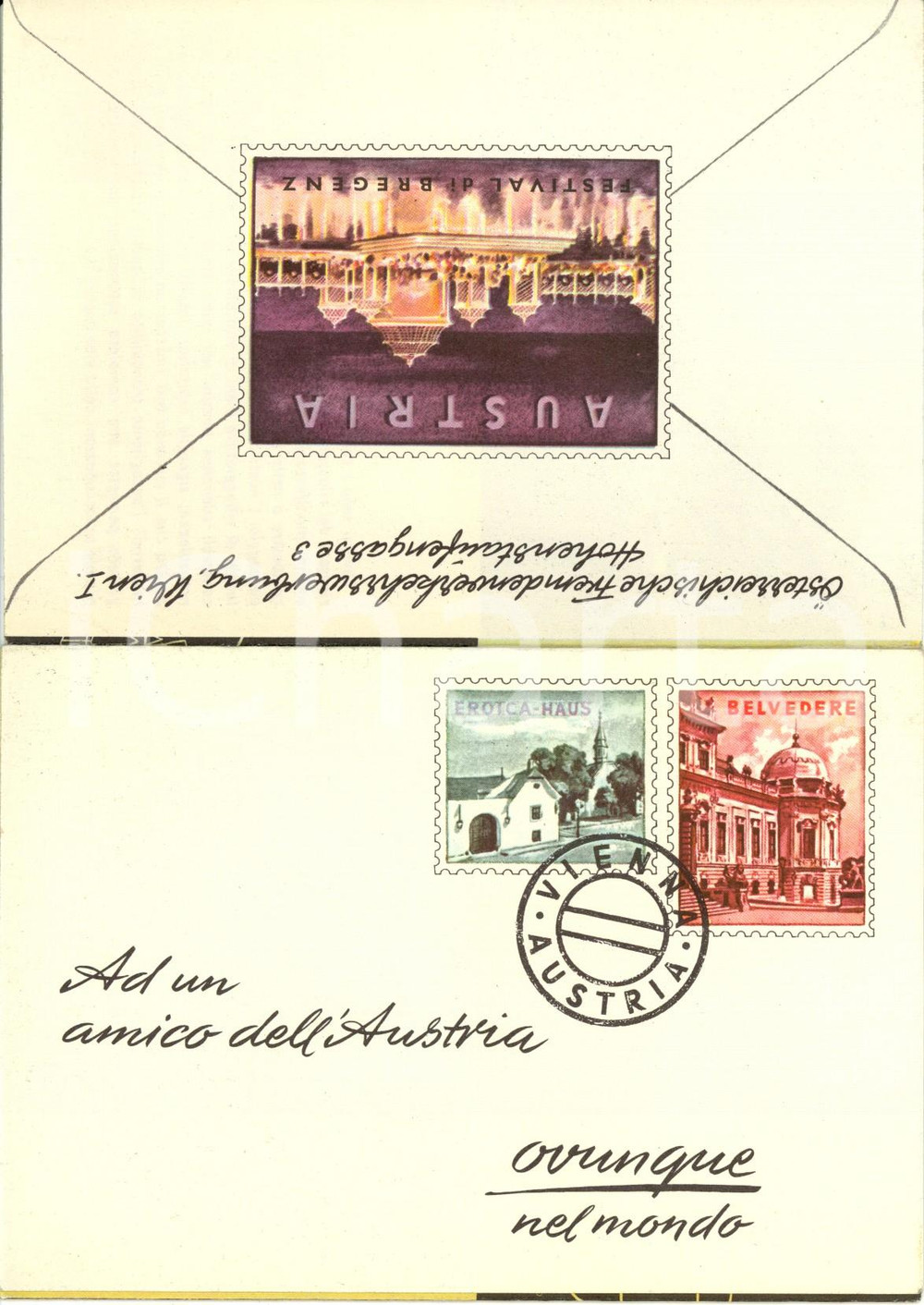 Materiale pubblicitario d’epoca 1965 ca WIEN Ad un amico dell AUSTRIA Opuscolo turistico ILLUSTRATO con mappa 1
