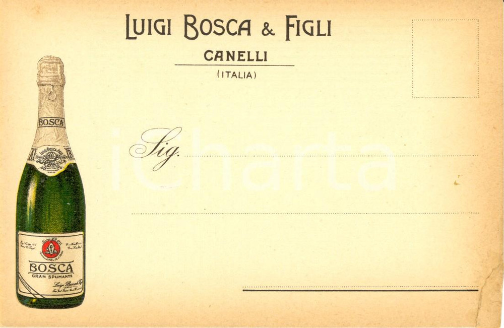 Cartolina originale da collezione 1930 ca CANELLI AT Luigi BOSCA & figli Gran spumante ILLUSTRATA FP NV 1