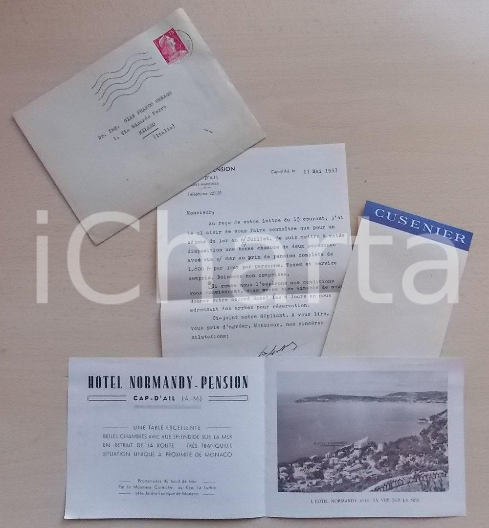 Materiale pubblicitario d’epoca 1957 CAP D AIL F Hotel NORMANDY Opuscolo ILLUSTRATO Cusenier PRUNELLIA Lotto 1