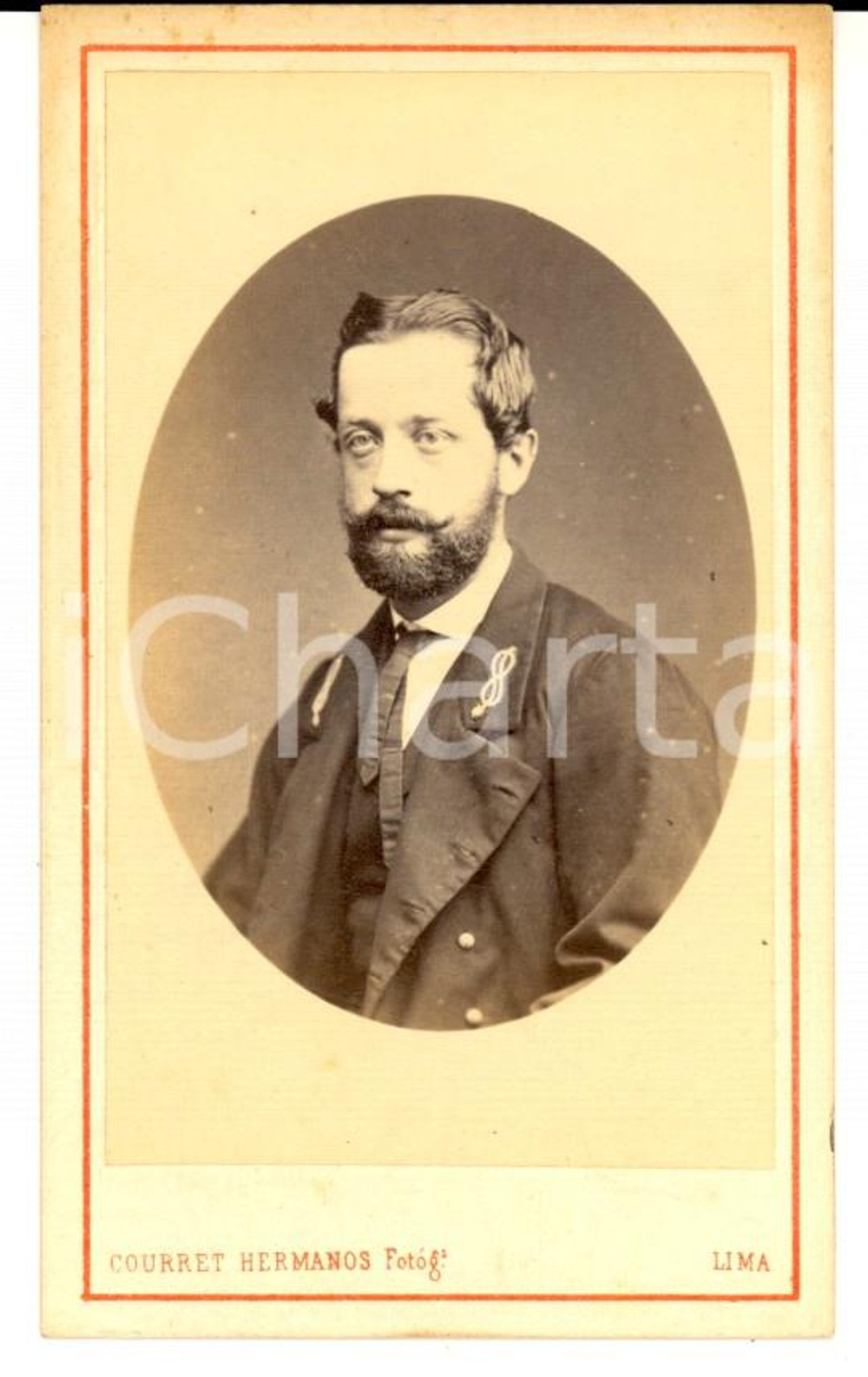 Fotografia d epoca originale 1870 ca LIMA PERU  Ritratto di giovane uomo in divisa Foto COURRET Hermanos 1