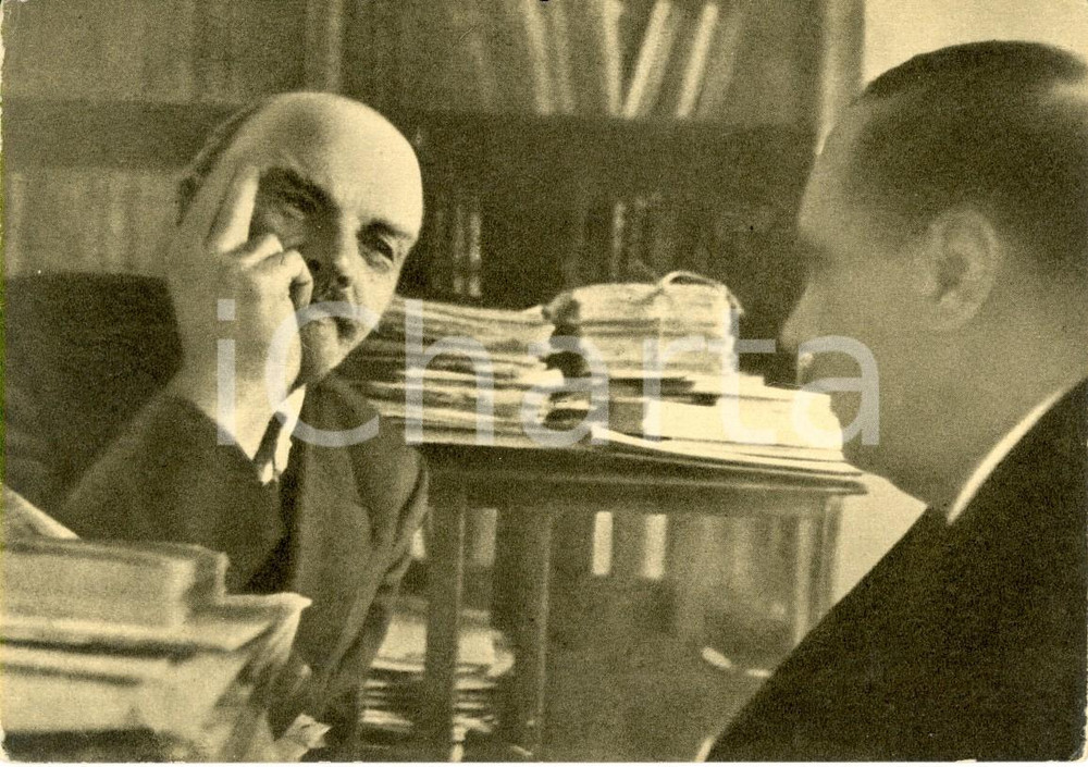 Cartolina originale da collezione 1969 MOSCA Propaganda URSS Vladimir LENIN con Herbert George WELLS al CREMLINO 1
