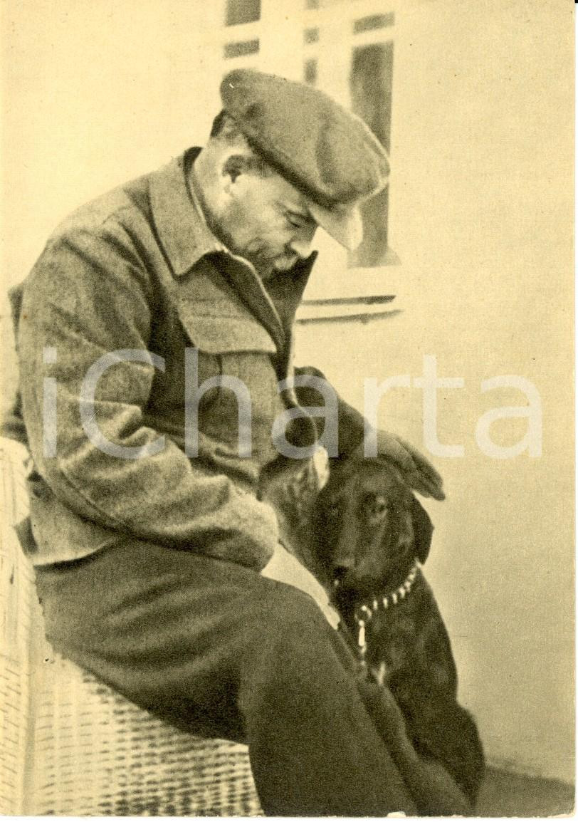 Cartolina originale da collezione 1969 GORKI Propaganda URSS Vladimir LENIN con il cane nella sua dacia Ristampa 1