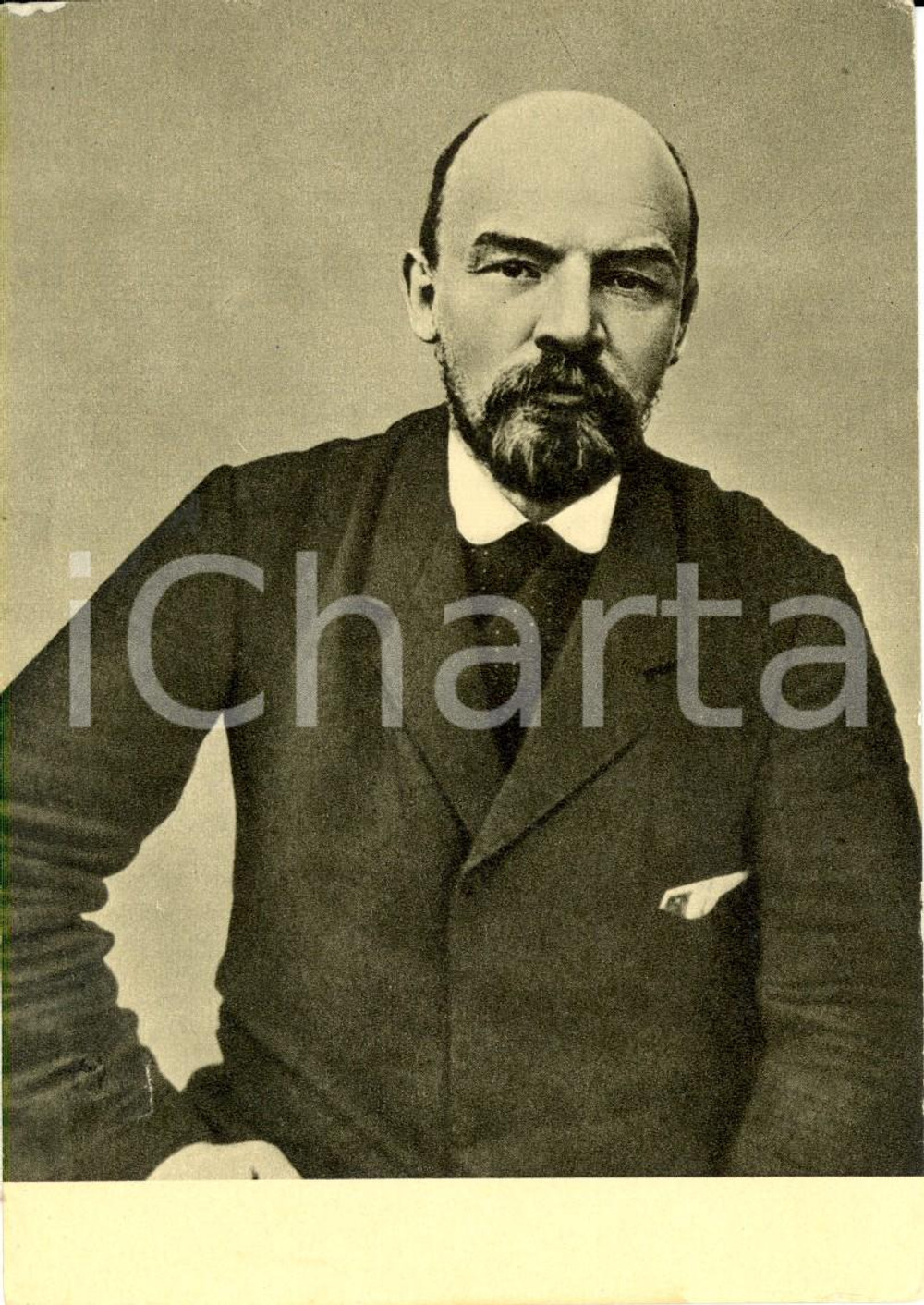 Cartolina originale da collezione 1969 MOSCA Propaganda URSS Vladimir Ilic LENIN a PORONINO nel 1914 Ristampa 1