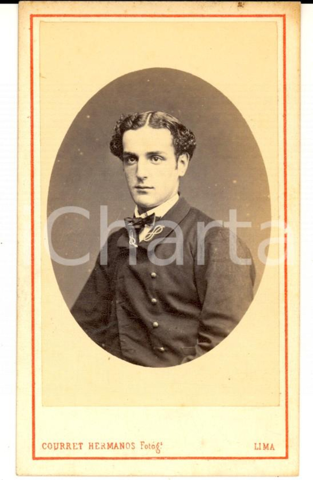 Fotografia d epoca originale 1870 ca LIMA PERU  Ritratto del giovane CASTELLI Foto COURRET Hermanos 1