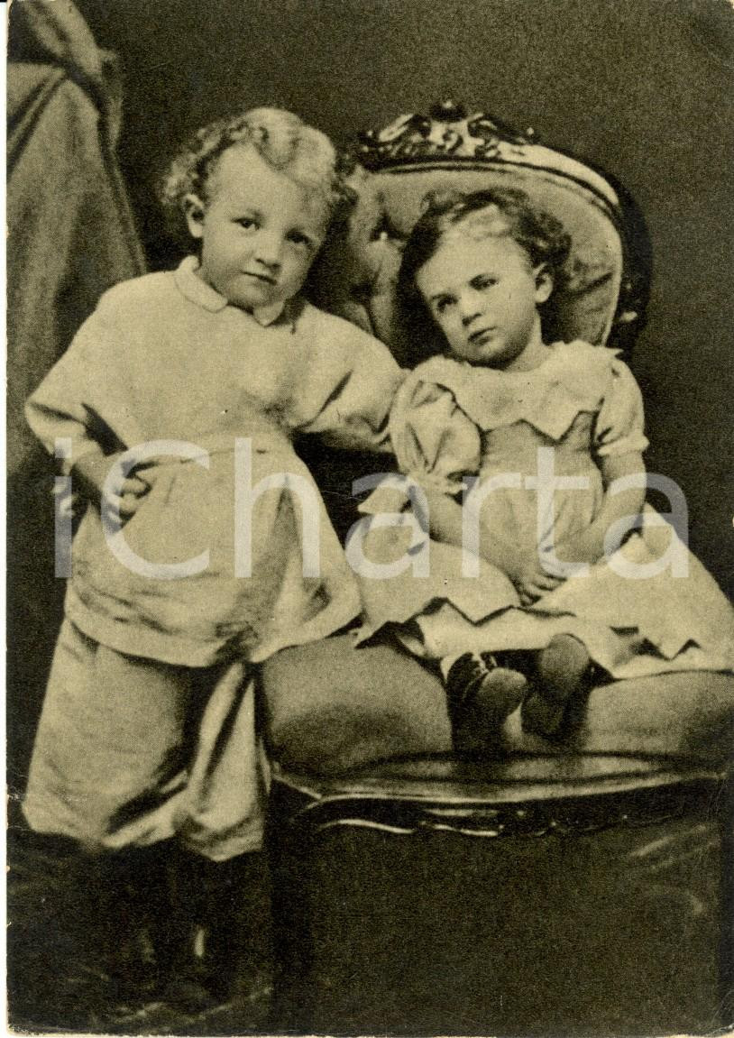 Cartolina originale da collezione 1969 MOSCA Propaganda URSS Vladimir LENIN a 4 anni con la sorella OLGA Ristampa 1