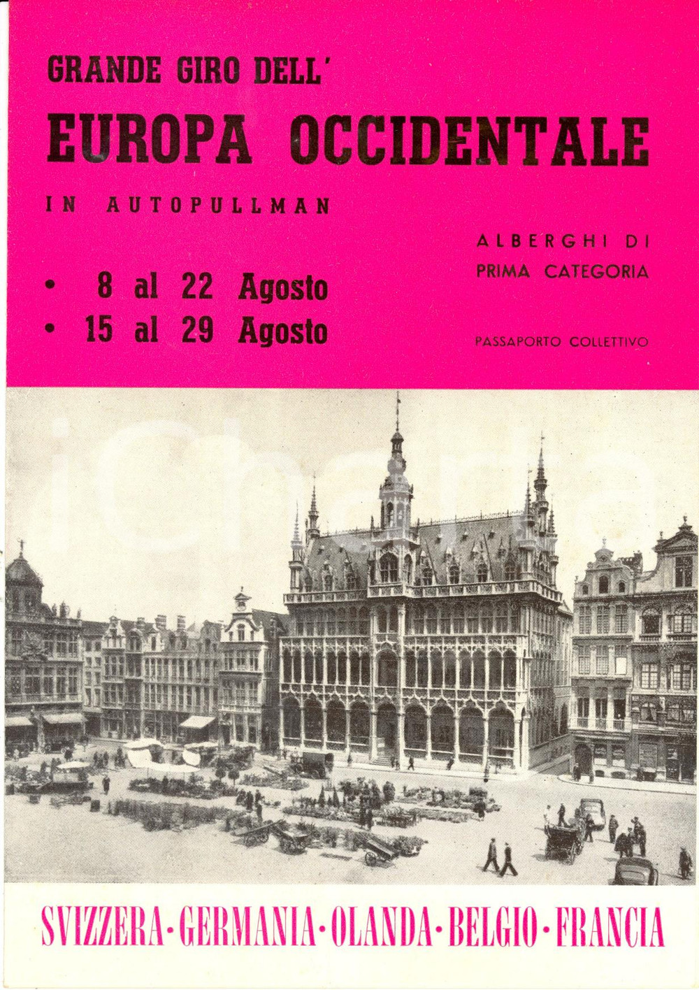 Materiale pubblicitario d’epoca 1954 MILANO Agenzia AVEV Grande giro EUROPA occidentale in autopullman Opuscolo 1