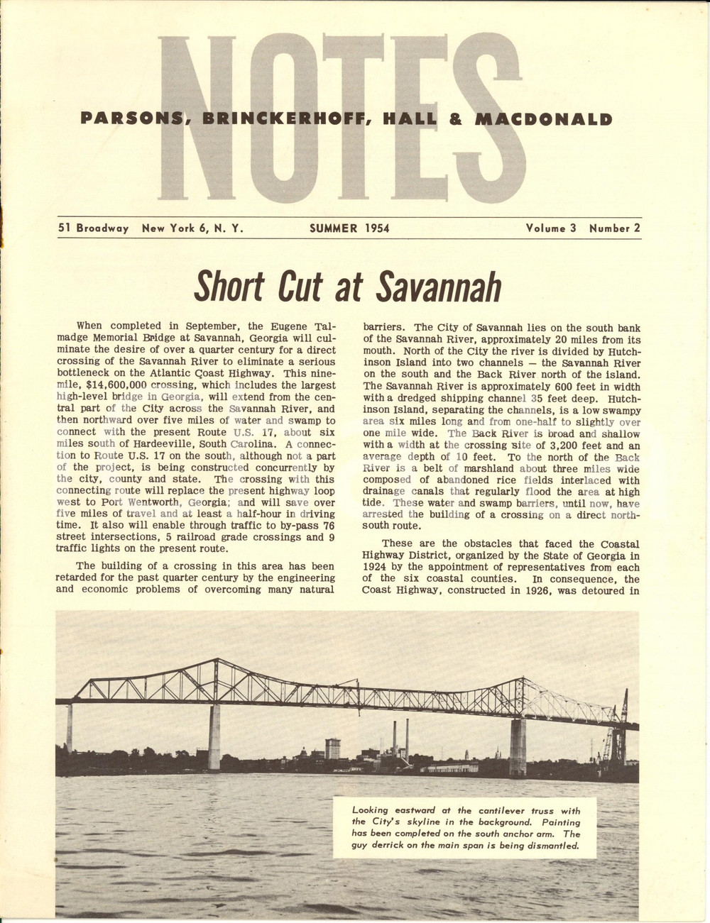 Materiale pubblicitario d’epoca 1954 NEW YORK PARSON, BRINCKERHOFF, HALL & MACDONALD Notes Rivista Vol. 3 n. 2 1