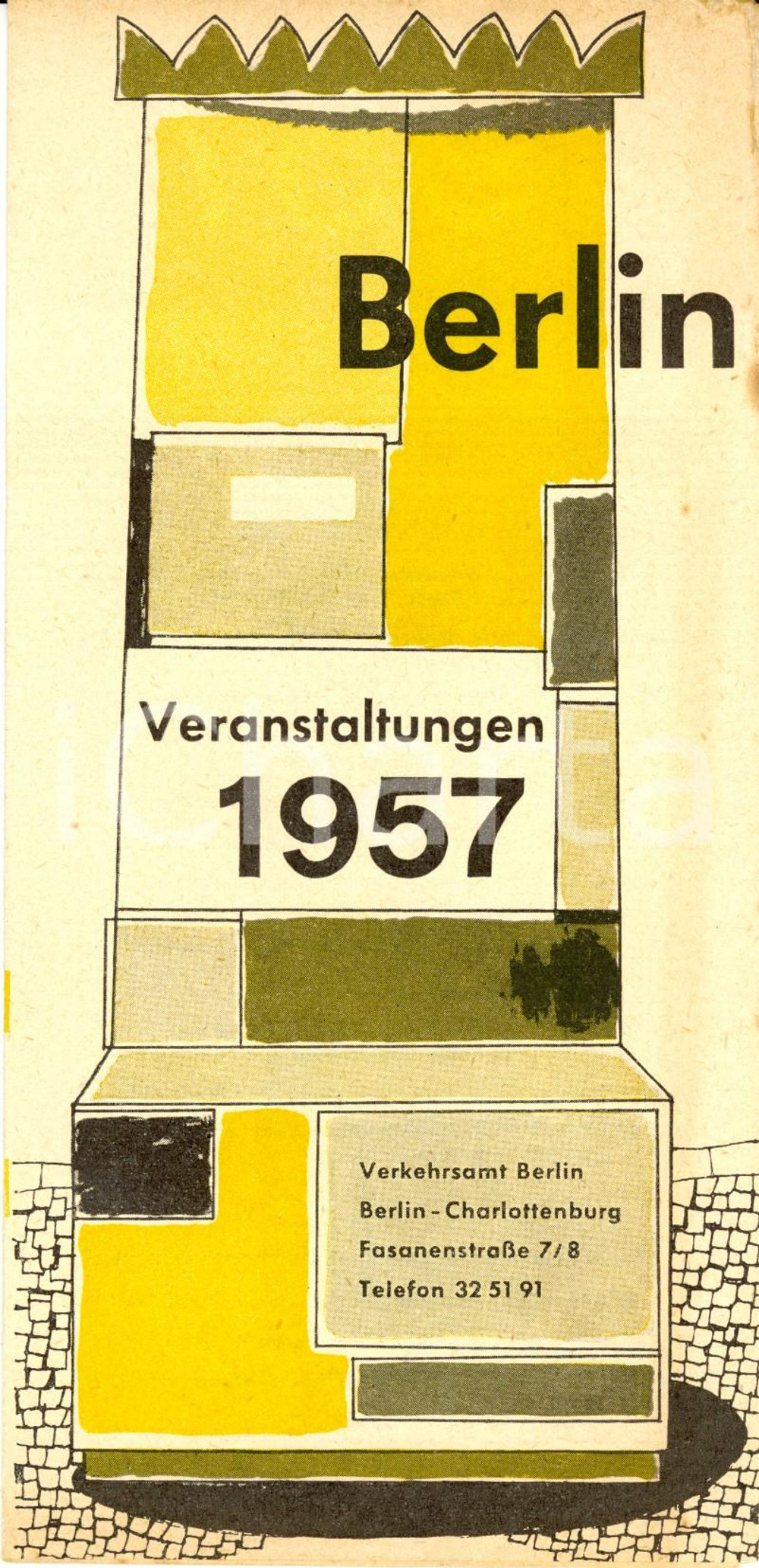 Materiale pubblicitario d’epoca 1956 BERLIN D Veranstaltungen 1957 Opuscolo turistico con elenco eventi 1