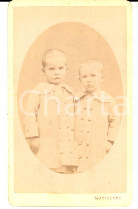 Fotografia d epoca originale 1880 ca MILANO Ritratto di Giulio e Filippo Pippo CAMPERIO Foto MONTABONE 1