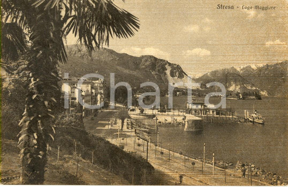 Cartolina originale da collezione 1918 STRESA VB LAGO MAGGIORE Veduta panoramica del lungolago Cartolina FP VG 1