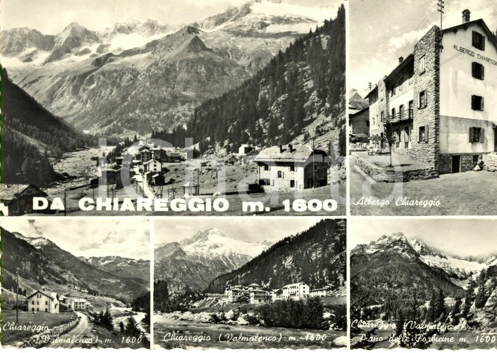 Cartolina originale da collezione 1950 ca CHIAREGGIO SO VALMALENCO Vedutine del paese Cartolina postale FG NV 1