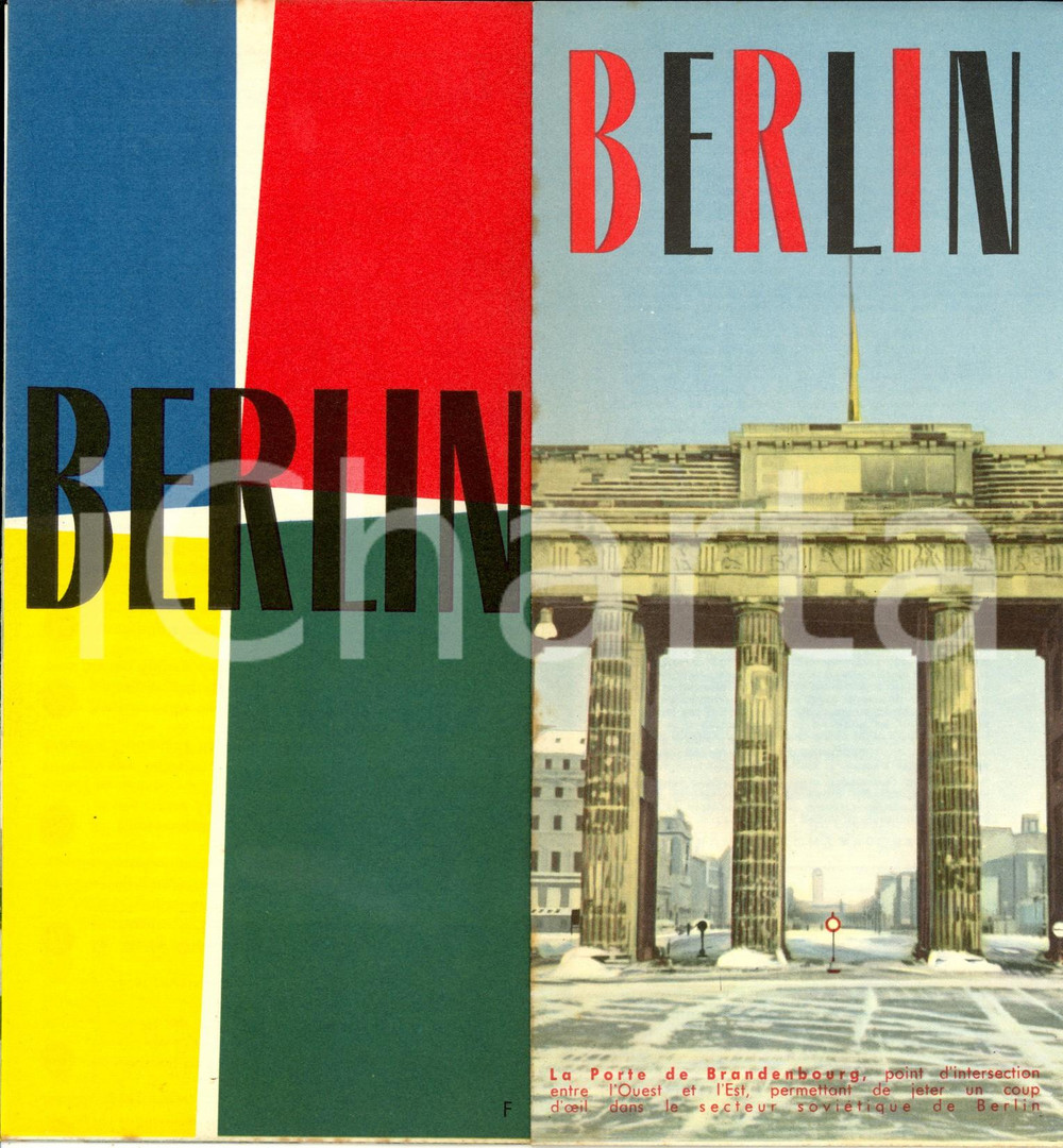 Materiale pubblicitario d’epoca 1956 Une promenade Ã  travers BERLIN Opuscolo in francese con mappa zona OVEST 1