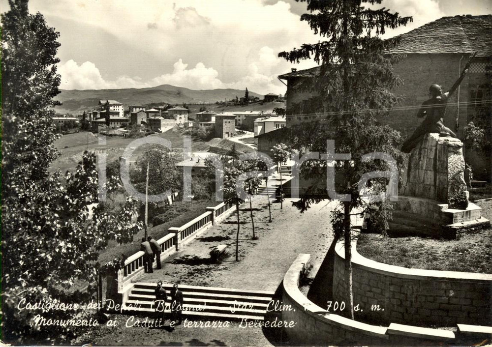 Cartolina originale da collezione 1965 CASTIGLIONE DEI PEPOLI BO Monumento ai Caduti e terrazza Belvedere FG VG 1