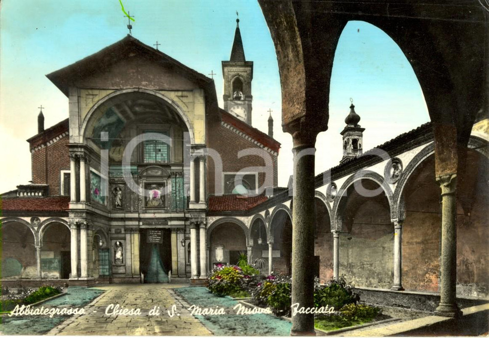 Cartolina originale da collezione 1965 ABBIATEGRASSO MI Facciata della chiesa di SANTA MARIA NUOVA FG VG 1
