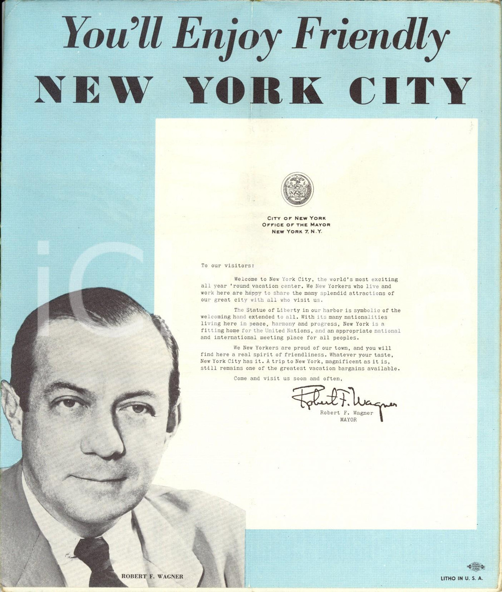 Materiale pubblicitario d’epoca 1960 ca NEW YORK greatest allyearround vacation city Opuscolo turistico mappa 1