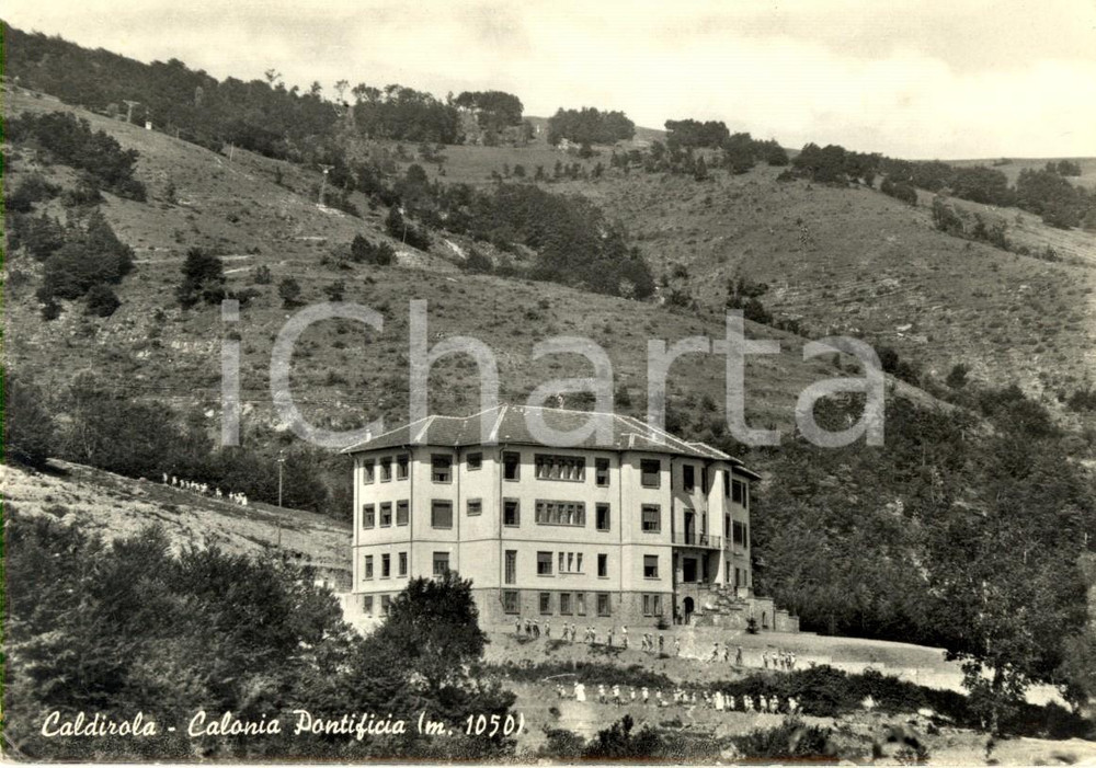 Cartolina originale da collezione 1958 FABBRICA CURONE AL La Colonia Pontificia di CALDIROLA ANIMATA FG VG 1
