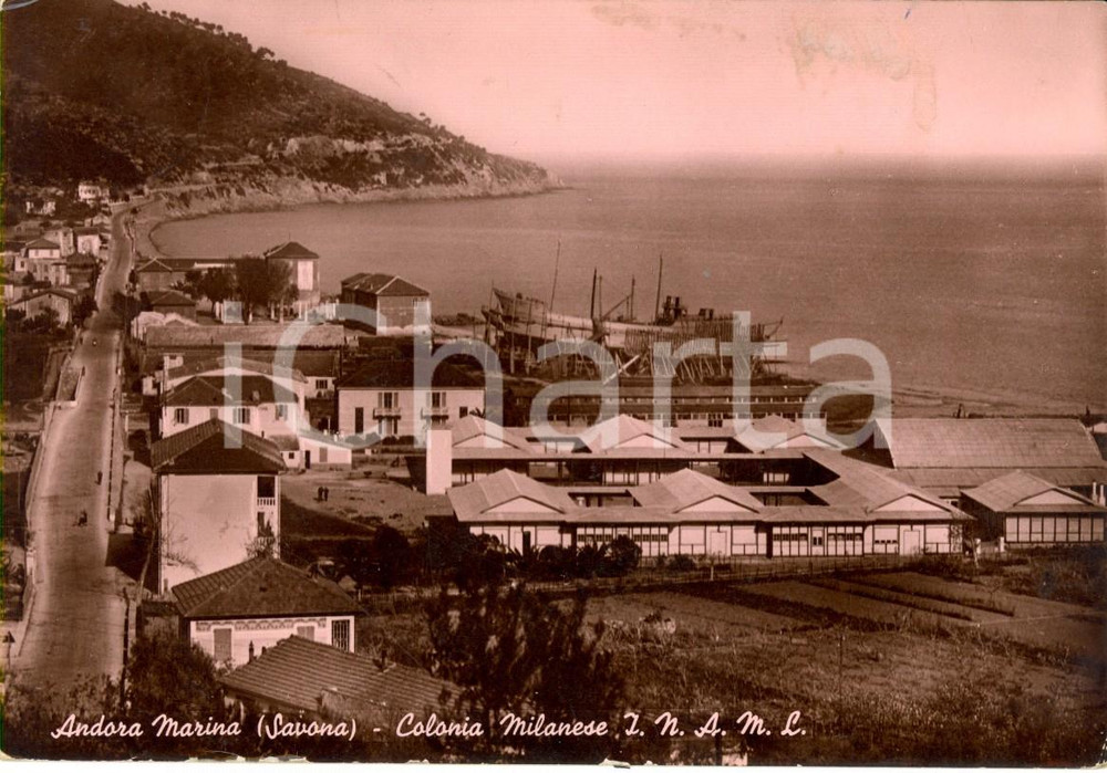 Cartolina originale da collezione 1949 ANDORA SV La colonia milanese INAML Cartolina postale VINTAGE FG VG 1