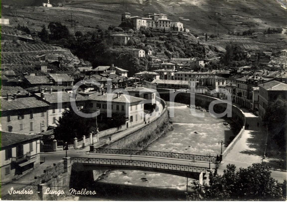 Cartolina originale da collezione 1952 SONDRIO Panorama dell abitato con il torrente MALLERO Cartolina FG VG 1
