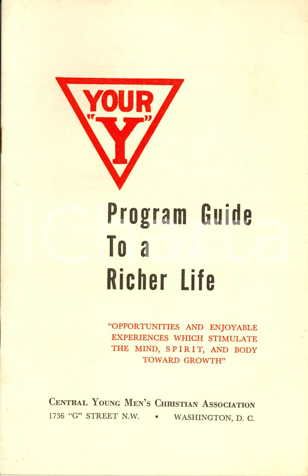 Materiale pubblicitario d’epoca 1965 ca WASHINGTON USA YMCA Your Y Program guide to a richer life Opuscolo 1