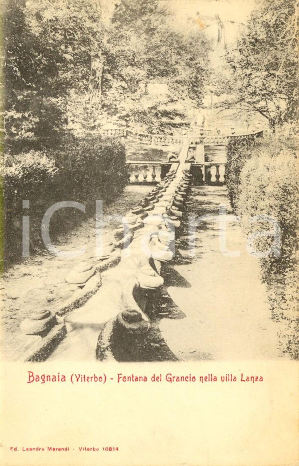 Cartolina originale da collezione 1916 VITERBO BAGNAIA La fontana del GRANCHIO a Villa LANTE Cartolina FP VG 1
