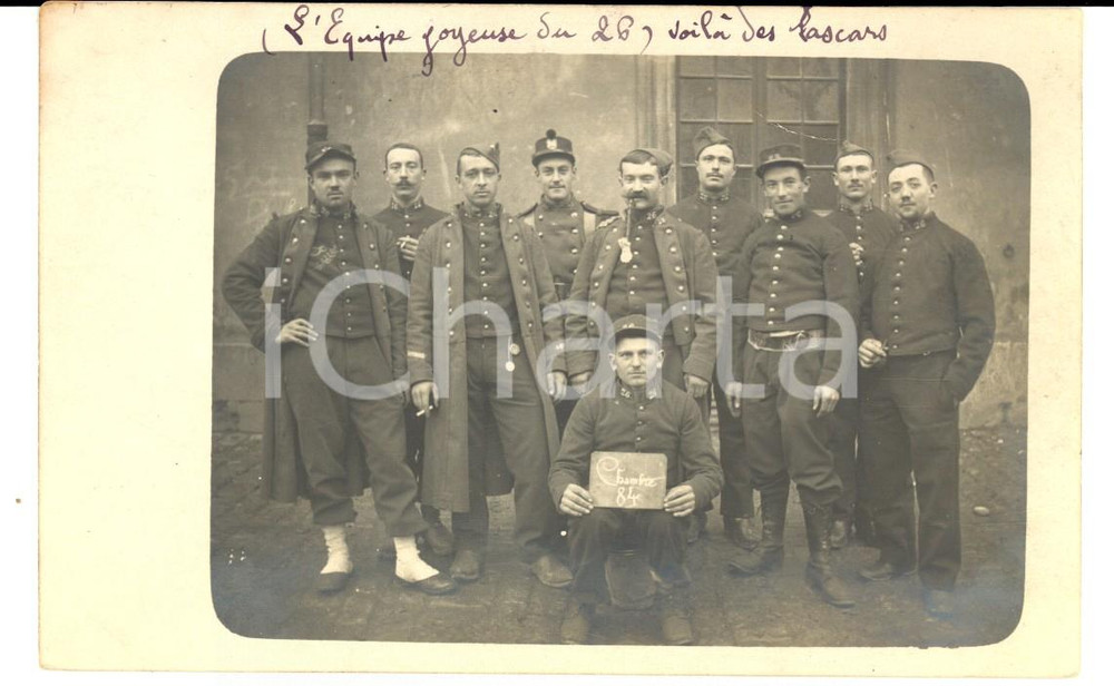 Fotografia d epoca originale 1906 NANCY F Joanny DUFOUR et l équipe joyeuse du 26e Régiment Infanterie 1