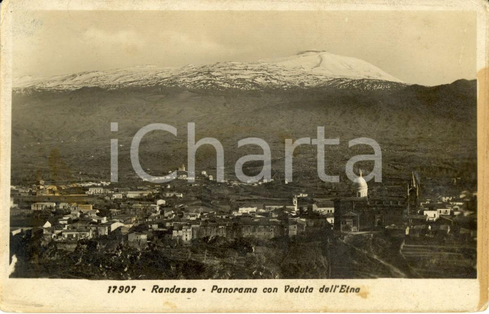 Cartolina originale da collezione 1940 ca RANDAZZO CT Panorama con veduta dell ETNA Cartolina DANNEGGIATA FP NV 1