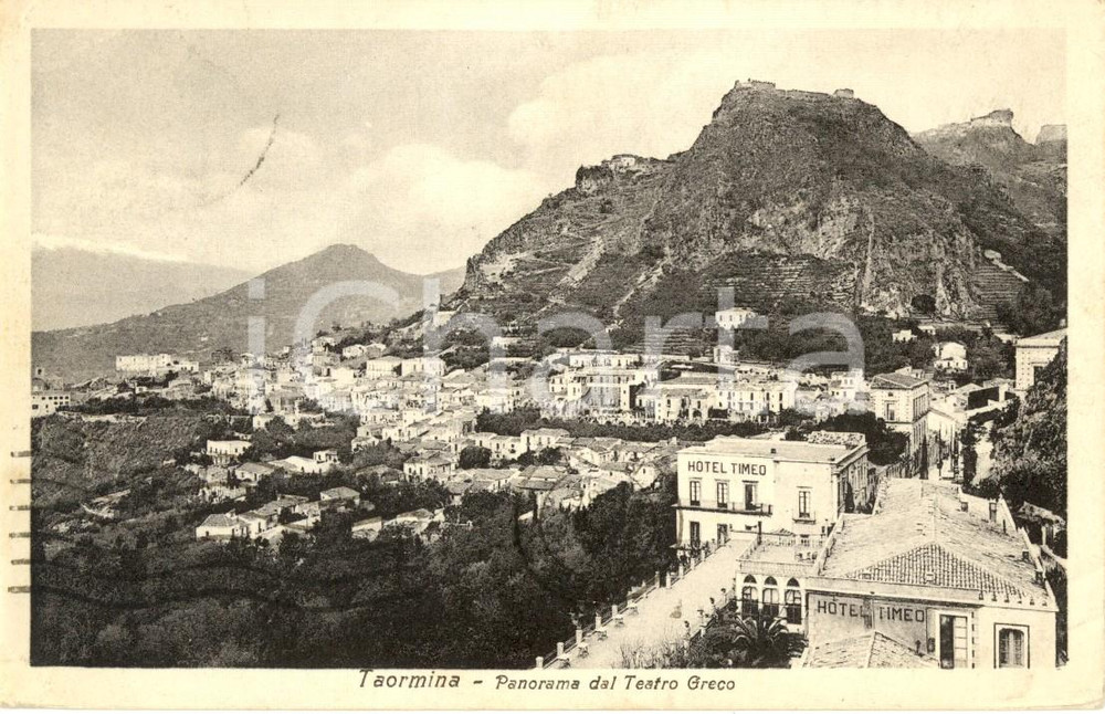 Cartolina originale da collezione 1936 TAORMINA ME Panorama dal Teatro Greco con hotel TIMEO cartolina FP VG 1