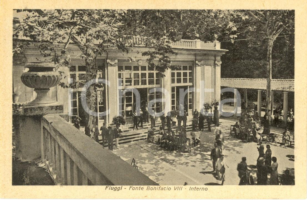 Cartolina originale da collezione 1943 TERME DI FIUGGI FR Villeggianti alla Fonte BONIFACIO VIII ANIMATA FP NV 1