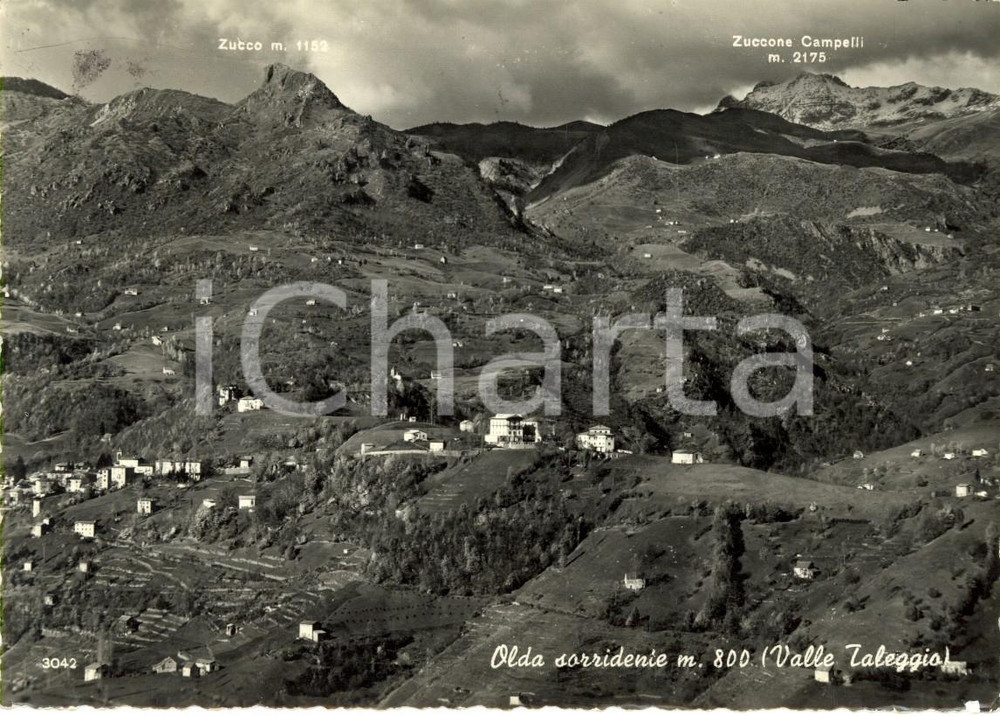 Cartolina originale da collezione 1961 TALEGGIO BG La frazione OLDA  con monti ZUCCO e ZUCCONE CAMPELLI FG VG 1