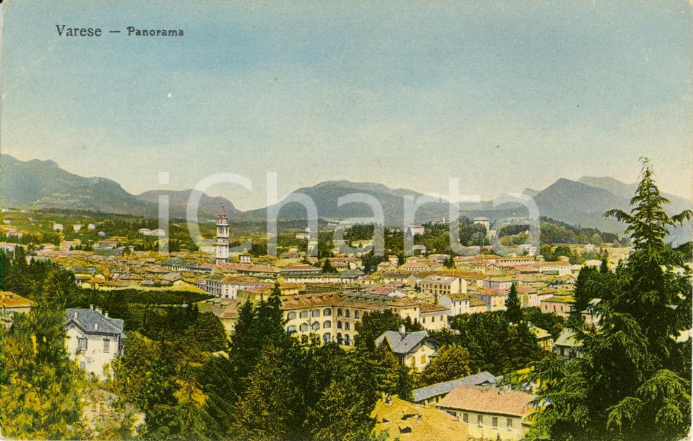 Cartolina originale da collezione 1920 ca VARESE Veduta panoramica della città dall alto Cartolina postale FP NV 1
