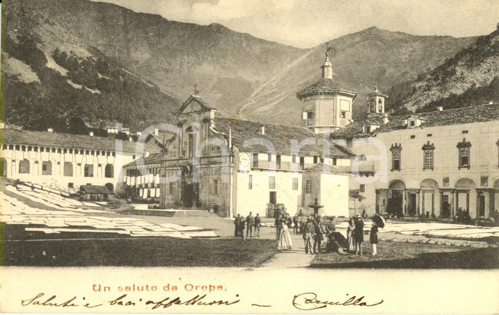 Cartolina originale da collezione 1901 BIELLA Pellegrini al Santuario di OROPA Cartolina postale RARA FP VG 1