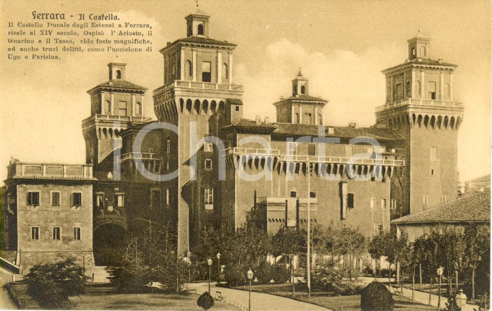 Cartolina originale da collezione 1920 ca FERRARA Veduta esterna del Castello Ducale degli ESTENSI Cartolina FP NV 1
