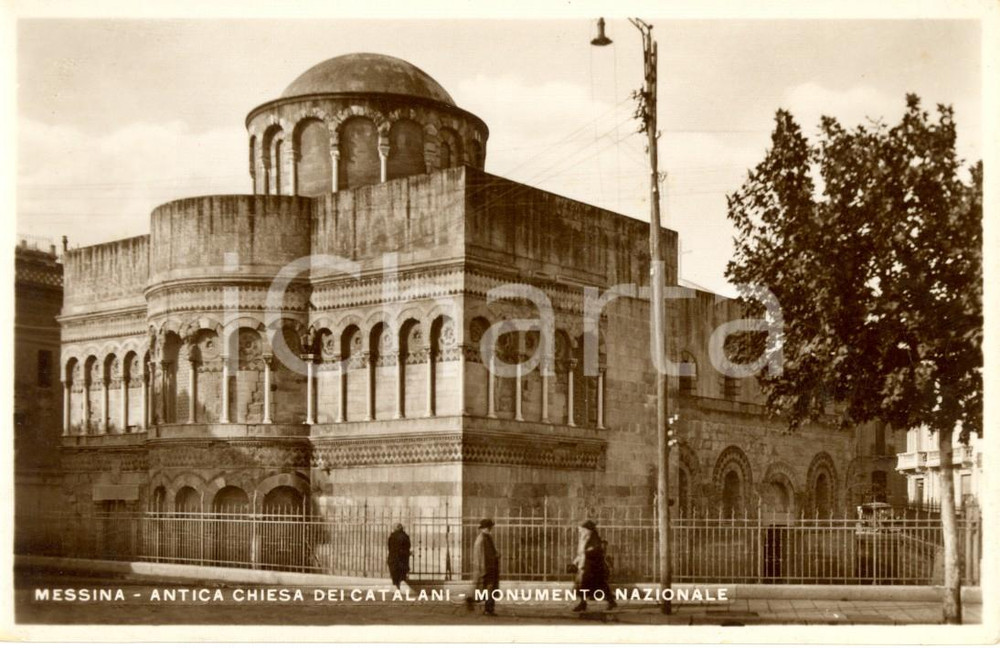 Cartolina originale da collezione 1930 ca MESSINA Chiesa della SANTISSIMA ANNUNZIATA dei CATALANI ANIMATA FP NV 1