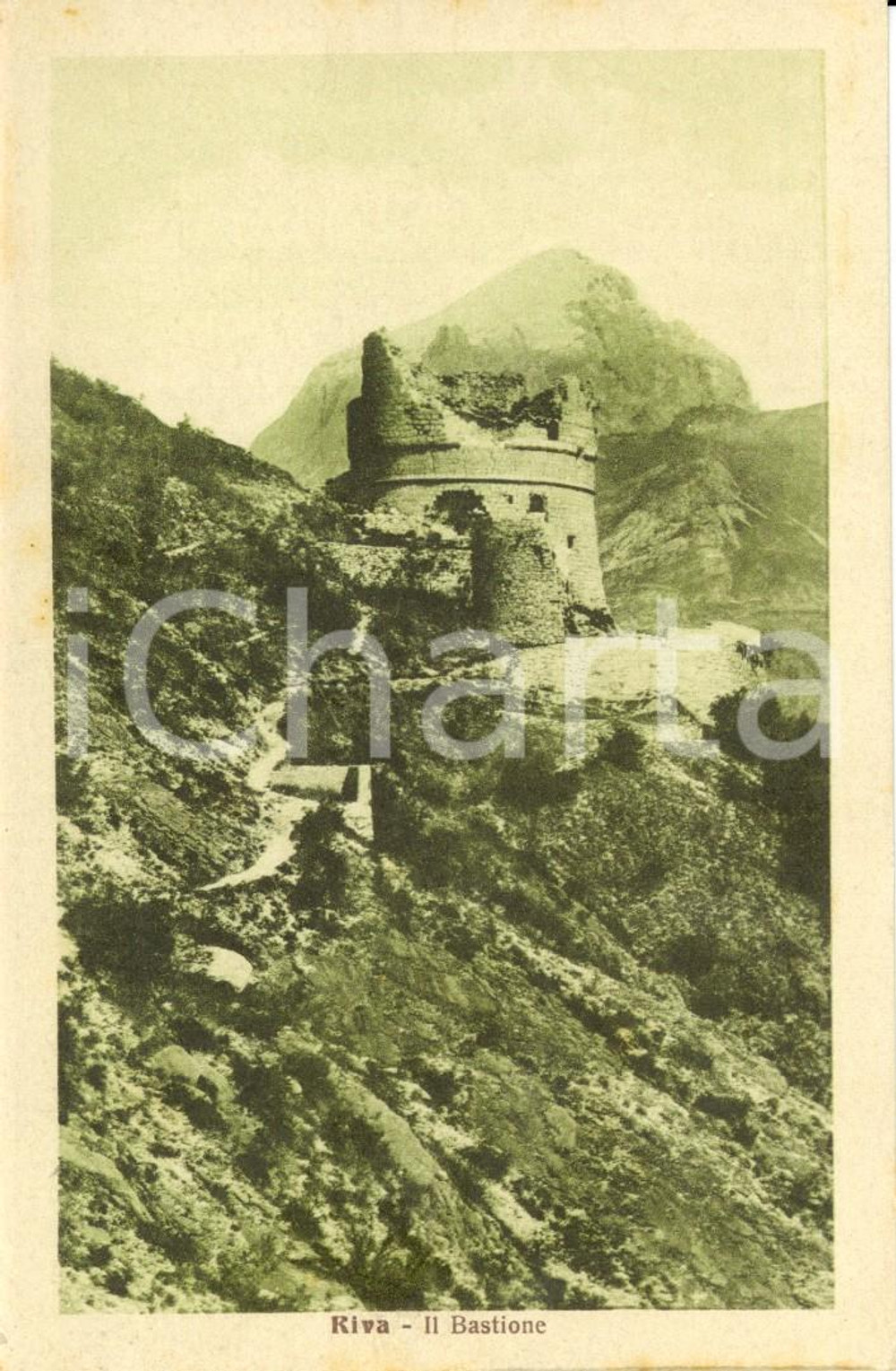 Cartolina originale da collezione 1915 ca RIVA DEL GARDA TN Veduta del BASTIONE Cartolina postale FP NV 1
