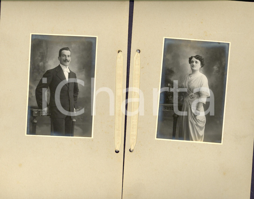 Fotografia d epoca originale 1910 VERCELLI Coppia di giovani sposi Fotografie VINTAGE P. MASOERO 1