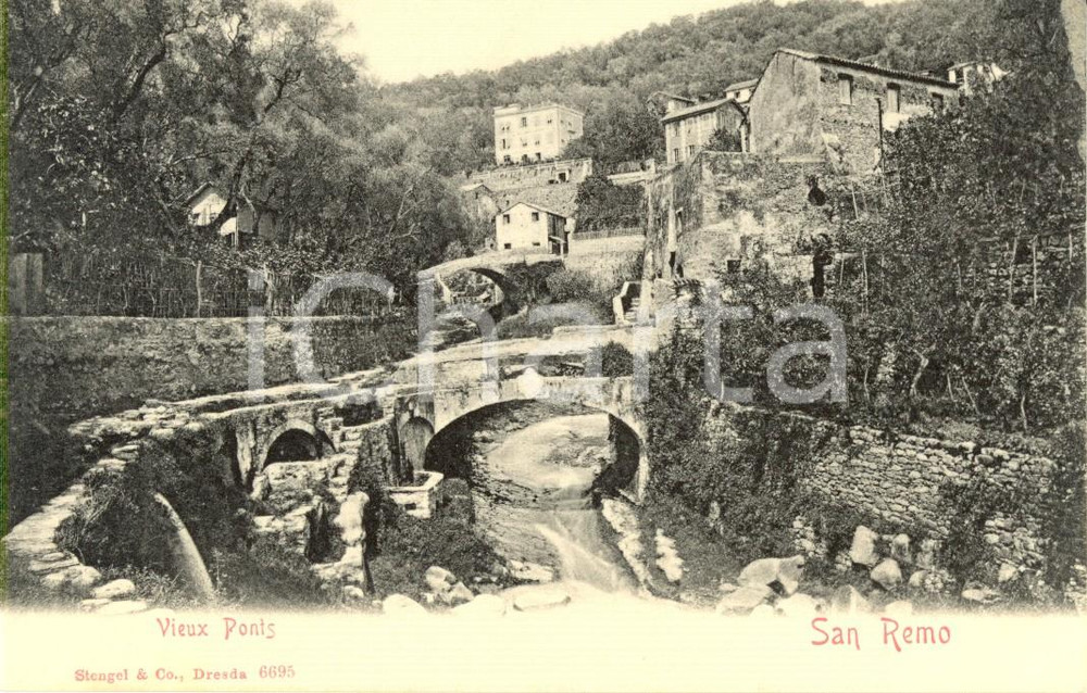 Cartolina originale da collezione 1900 ca SANREMO IM Vecchi ponti nei dintorni della cittadina Cartolina FP NV 1