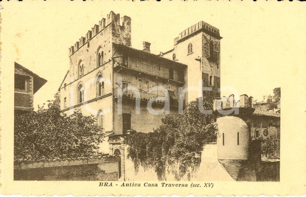 Cartolina originale da collezione 1915 ca BRA CN Veduta esterna di casa TRAVERSA Cartolina postale FP NV 1