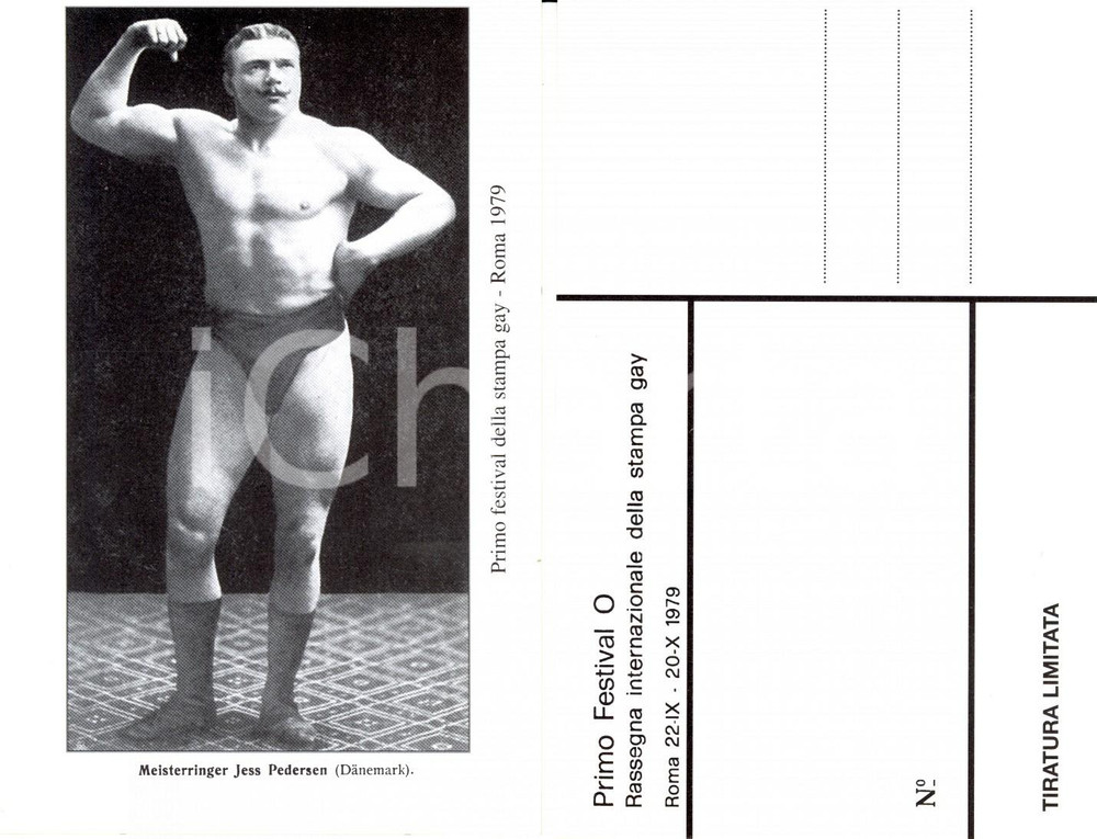 Cartolina originale da collezione 1979 ROMA Primo Festival O Stampa gay Lottatore Jess PEDERSEN Cartolina 1 1