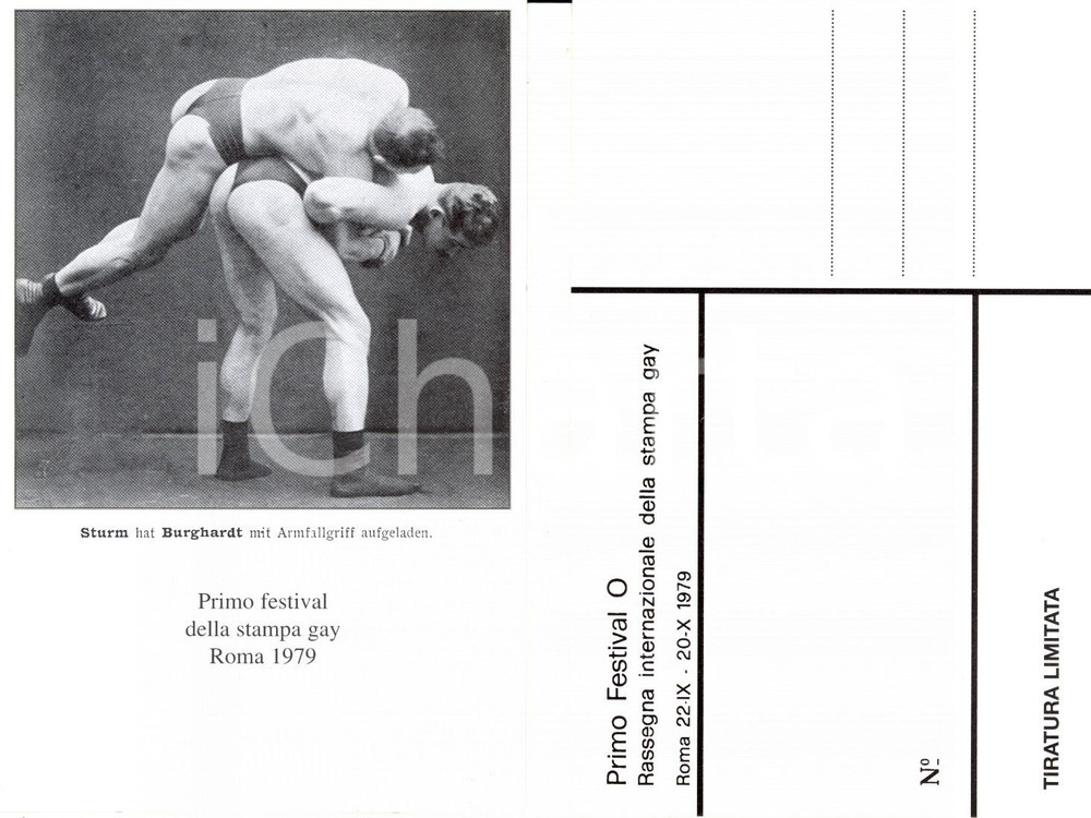 Cartolina originale da collezione 1979 ROMA Festival O Stampa gay Georg BURGHARDT e Albert STURM lottano 1 1